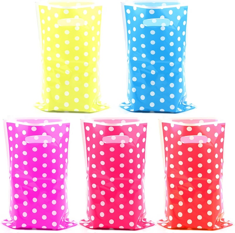 saizone 25 Pcs Kids Party Favors - Birthday Candy Bags, Polka Dot Pattern (5 Colors) - Image 1